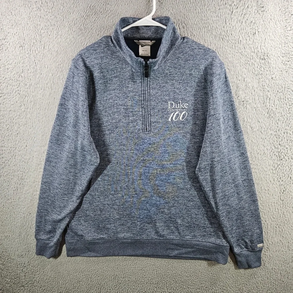 Nike Duke Centennial 100 Dri-FIT Quarter Zip Pullover Blue Heather Mens L